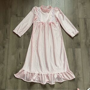 Vintage Kid Duds Pink Lace Girls Size 10 Long Maxi Nightgown